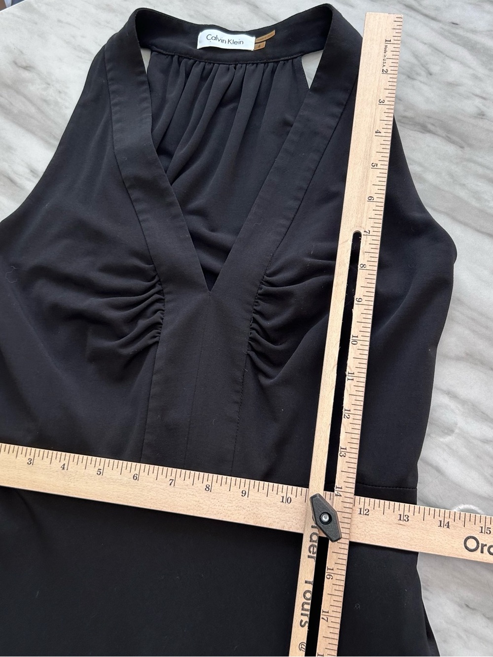 🖤MAKE OFFER🖤 Calvin Klein Black V-Neck Halter Maxi Evening Gown Sleeveless 4 - Picture 7 of 8